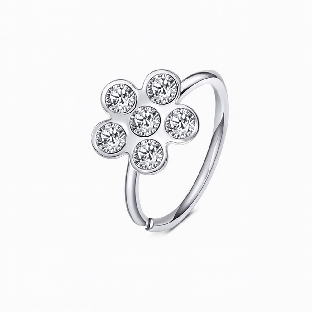 Silver Flower Cz Nose Hoop Ring 20g Stainless Steel Piercing Jewelry 18$
